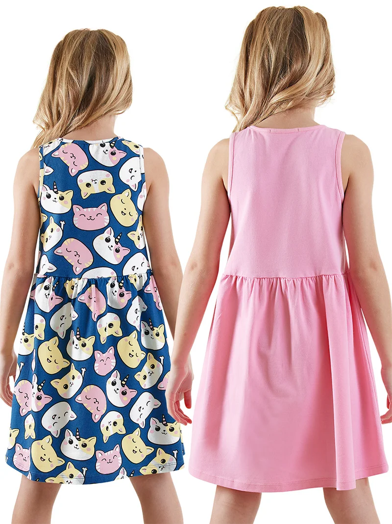 دينوكيدس 2 Pack Girl Cotton Jersey Dresses Kitties